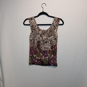 Investments Sz M popcorn tank top y2k 90s whimsygoth floral boho hippie chic